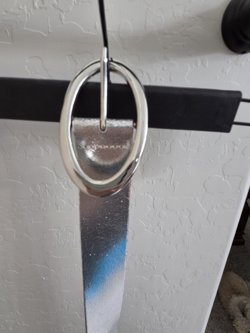 New Metallic Silver Leather Belt